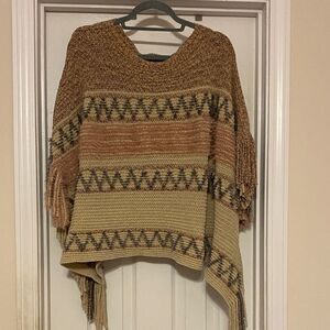 Angie Multicolor Patterned Sweater Poncho one size‎